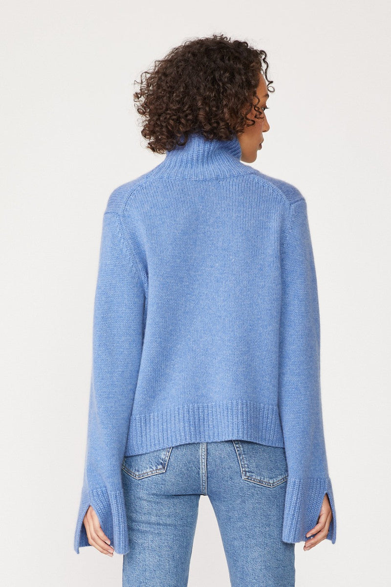 Cozy Cashmere Turtleneck Sweater in Powder Blue.