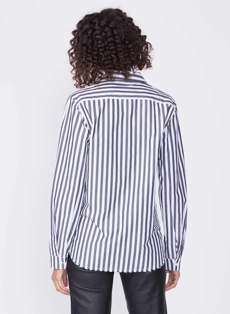 black & white striped poplin shirt