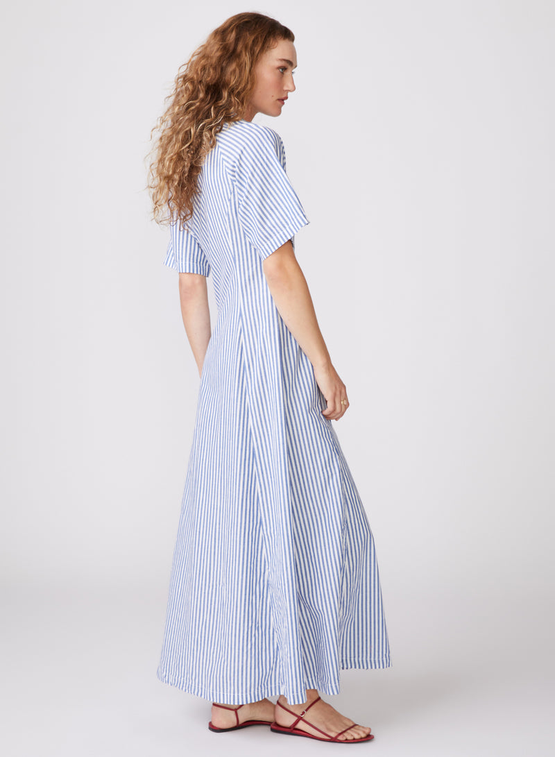 Stateside Stripe Poplin Maxi Shirt Dress in Denim shopstateside.us Stateside Stripe Poplin Maxi Shirt Dress in Denim shopstateside.us
