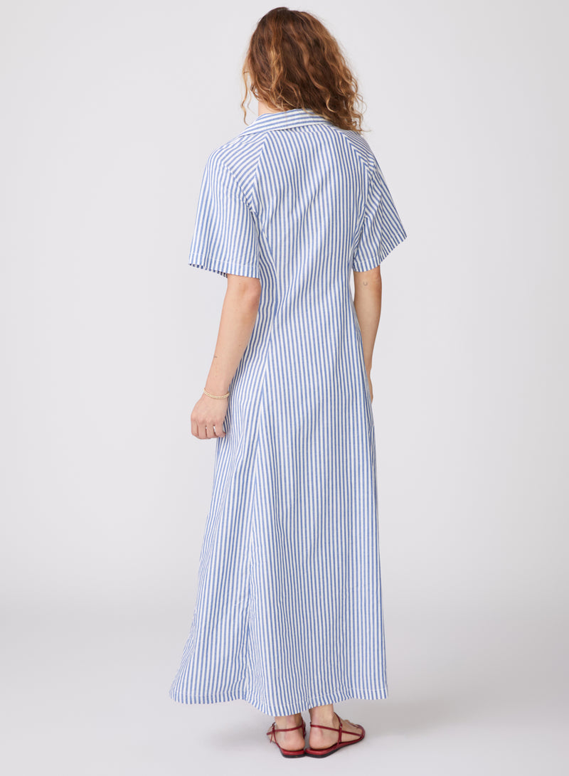 Amalfi Linen Button Down Maxi Shirt Dress - Sky Blue – Van De Vort