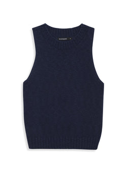 Cotton Linen Tank Sweater in Camel - front