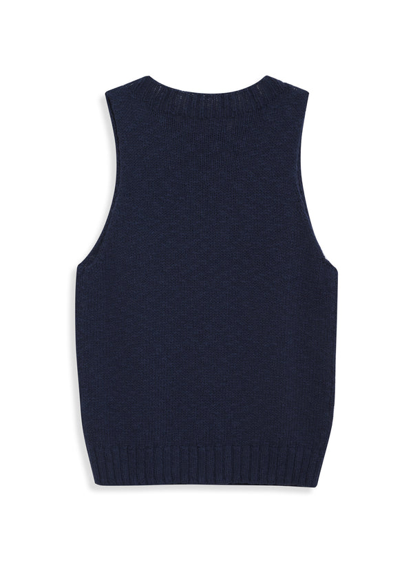 Cotton Linen Tank Sweater in Camel - back