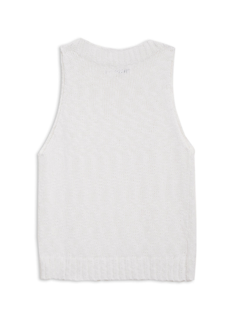 Stateside Cotton Linen Tank Sweater in White - back flat lay