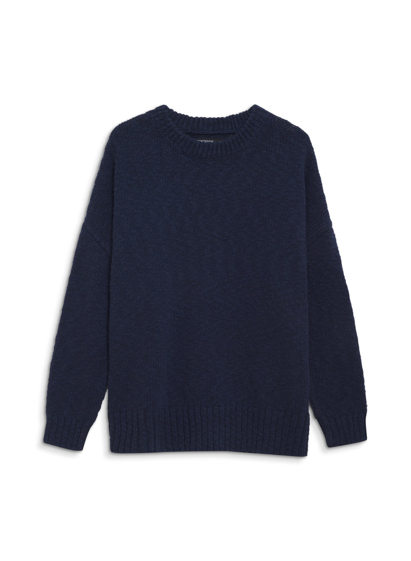 Cotton Linen Pullover Sweater in New Navy - front