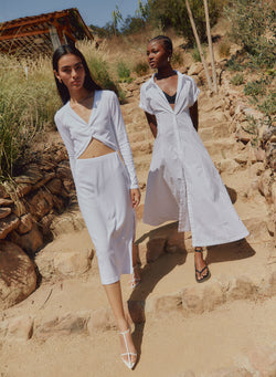 womens shirt dress white Dresses | White Maxi & Midi Shirt Dresses With a lightly textured seersucker finish Olivia Shirt Dress White /