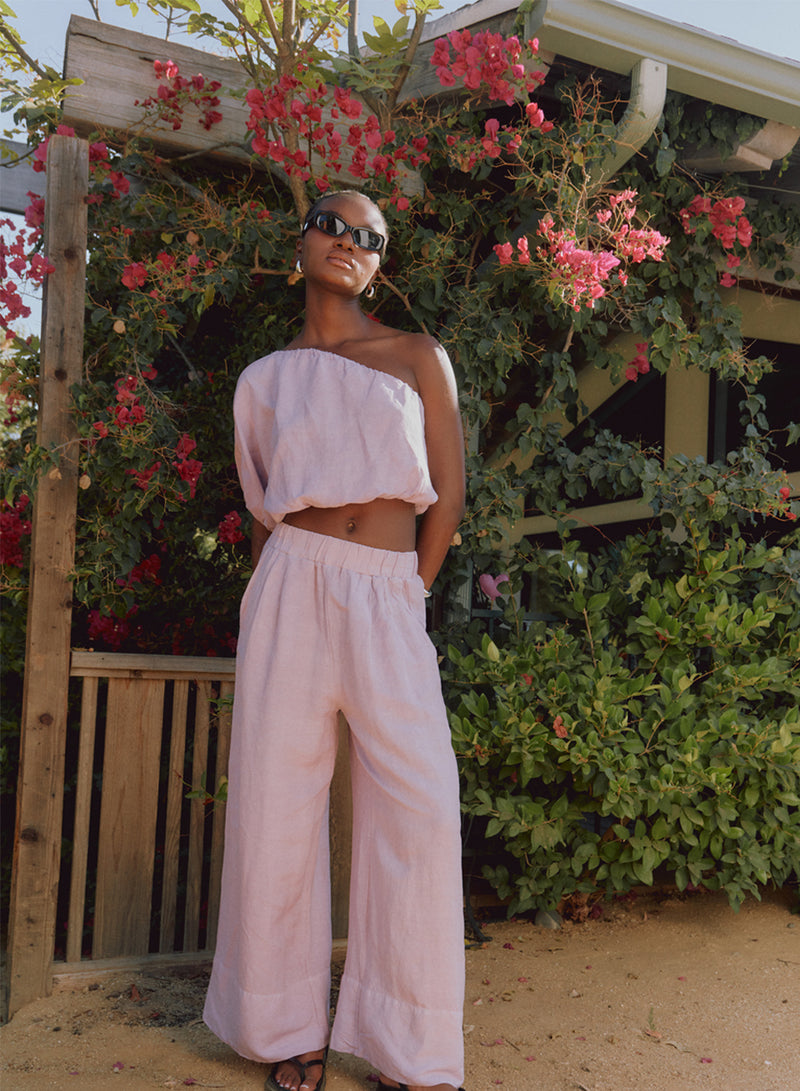 Stateside Linen Wide Leg Pant in Lilac