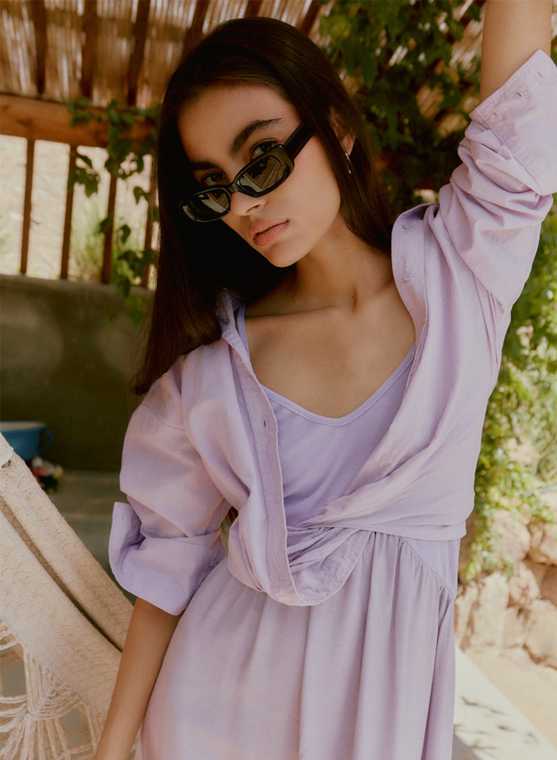 satin cami dress Viscose Satin Mixed Media Cami Dress in Lilac - M - Shop STATESIDE Dresses