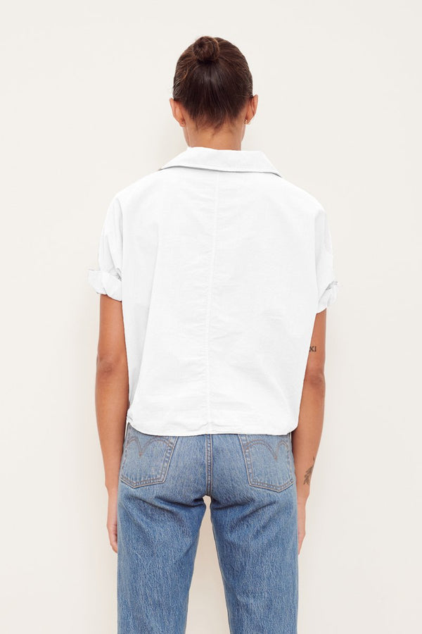white poplin twist front shirt - back