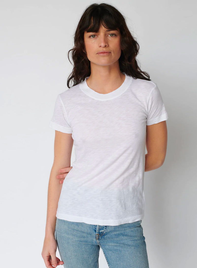 Supima Slub Jersey Short Sleeve T-Shirt in White - hand at back